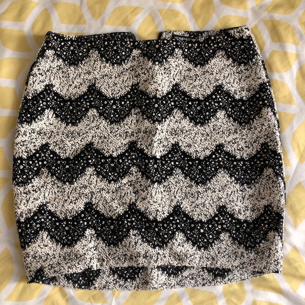 Black and white mini skirt